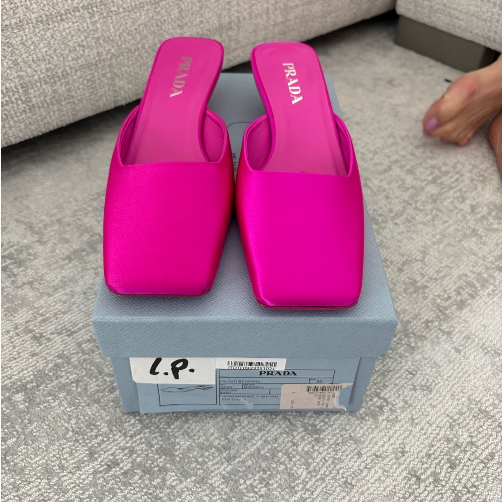 Prada Fuchsia Square-Toe Mules - Picture 2 of 4